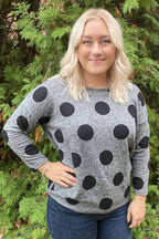 Elcos Women's Grey Shirt with Black Dots - ONLY