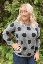 Elcos Women's Grey Shirt with Black Dots - ONLY