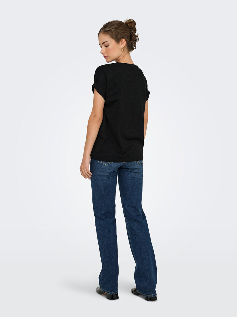 Aunt Glitter T-shirt Women Black Lurex ONLY