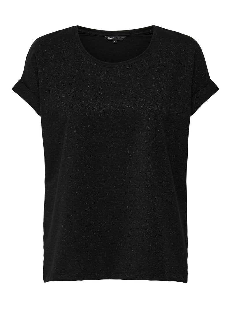 Aunt Glitter T-shirt Women Black Lurex ONLY