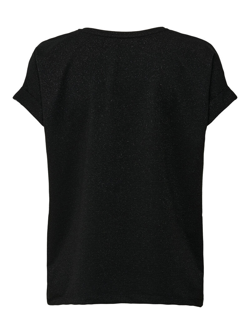 Aunt Glitter T-shirt Women Black Lurex ONLY
