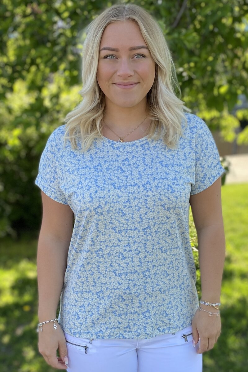 Moster T-shirt Dam Blå Med Blommor - ONLY