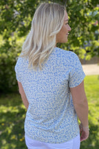 Moster T-shirt Dam Blå Med Blommor - ONLY