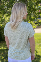 Aunt T-shirt Women's Green With Flowers - ONLY