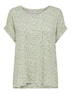 Aunt T-shirt Women's Green With Flowers - ONLY