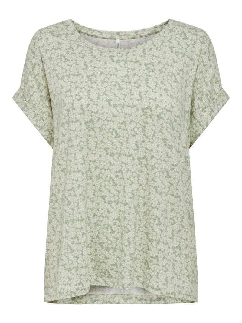 Aunt T-shirt Women's Green With Flowers - ONLY
