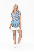Kayla Blouse 1 Women's Blue Patterned One Summer