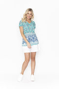 Kayla Blus 4 Dam Turkosmönstrad - One Summer
