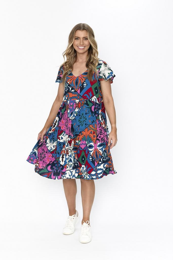 Kimberly V-neck Dress Women Print 2 One Summer