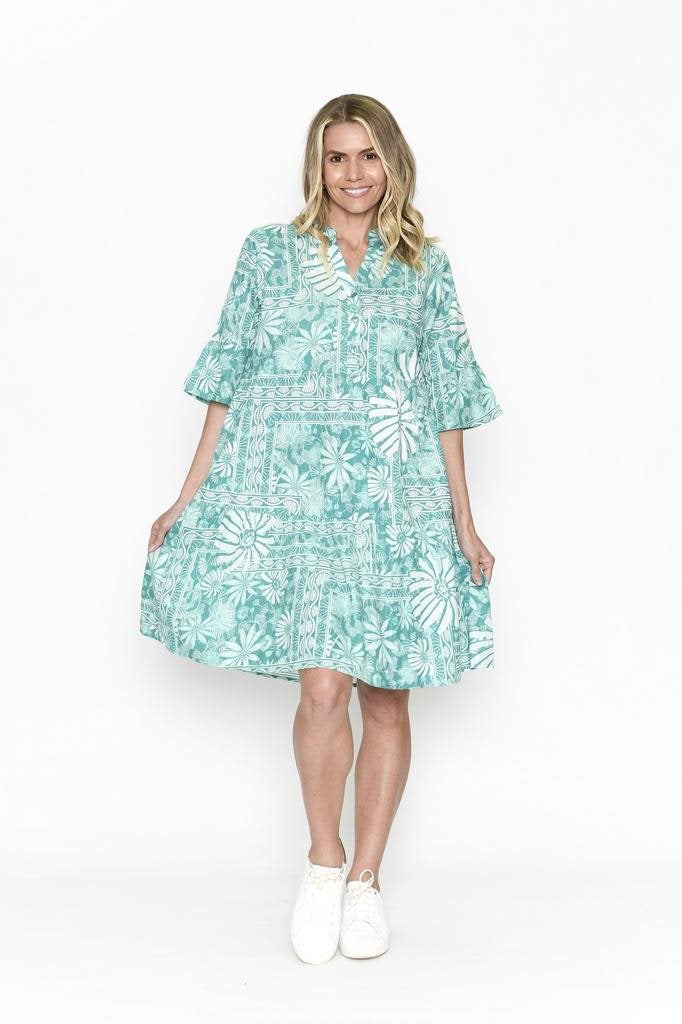 Maya V-Neck Dress Women Floral Green One Summer