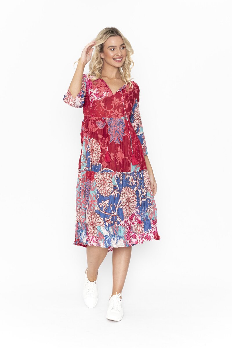 Rebecca Dress 1 Women Pink-Red Patterned One Summer