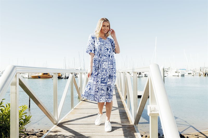 Yvonne Dress Women Block Blue One Summer