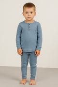 Ribbad Pyjamas Barn Light Blue Petter & Kajsa