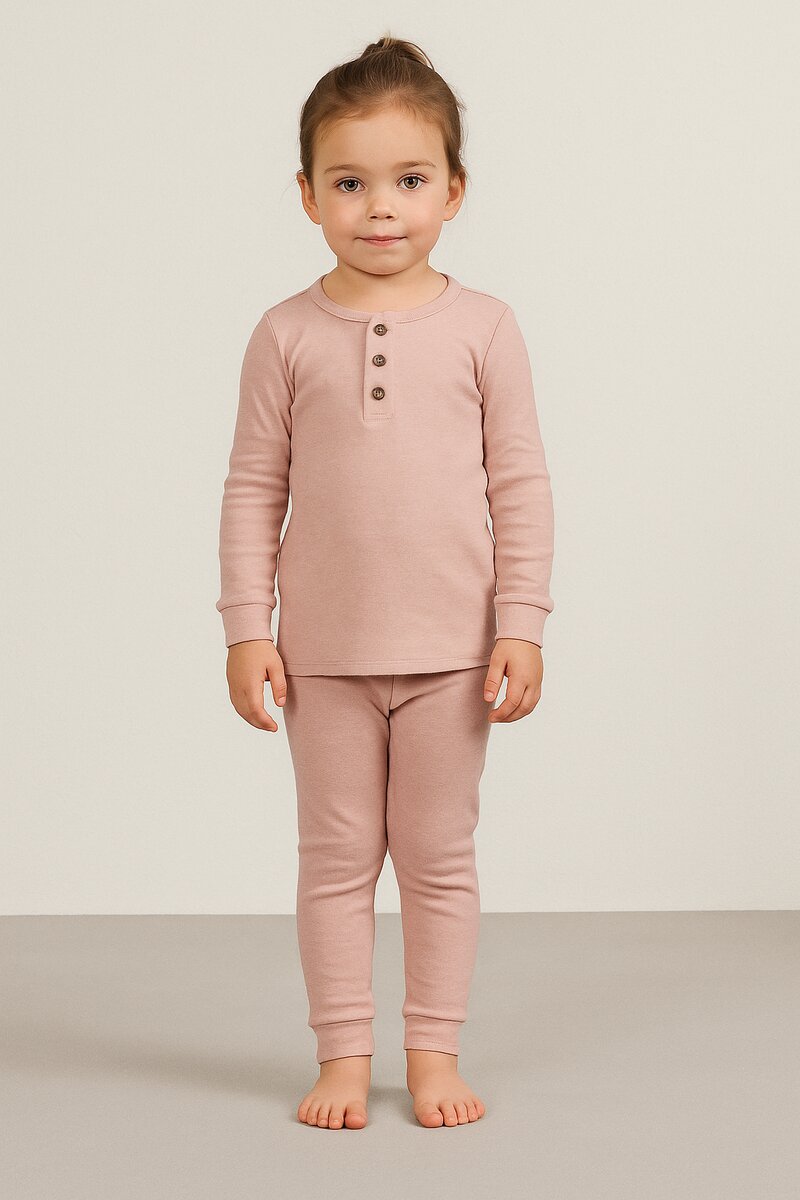 Ribbad Pyjamas Barn Pink Petter & Kajsa