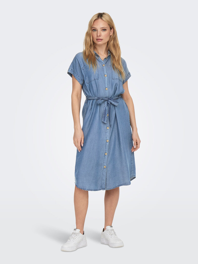 Pema Hannover Skjortklänning Dam Medium Blue Denim | Smilebutiken - ONLY