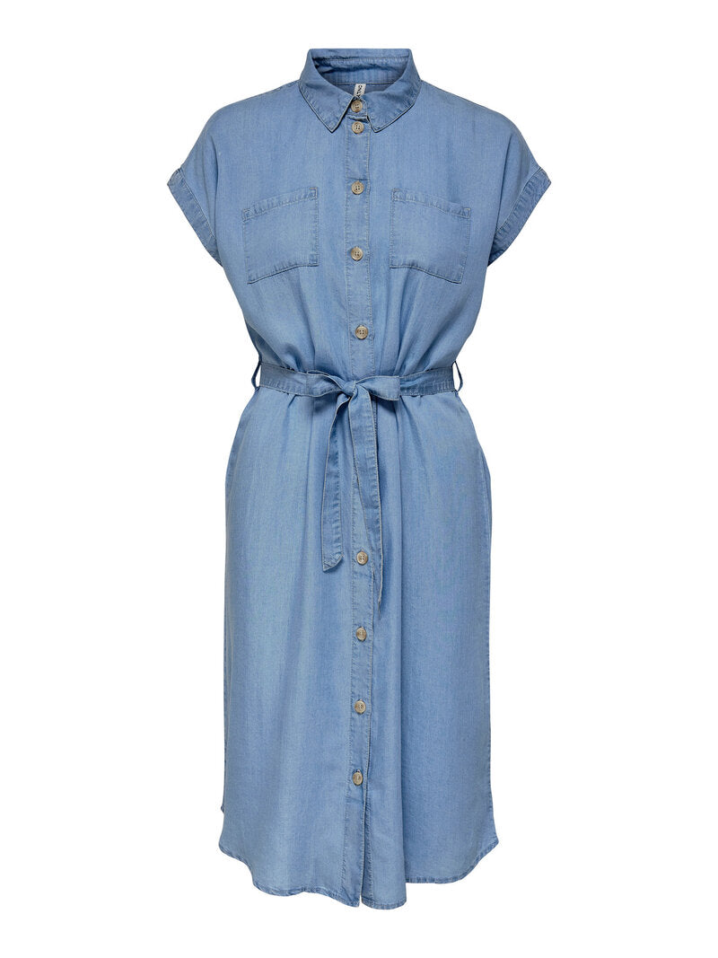 Pema Hannover Skjortklänning Dam Medium Blue Denim | Smilebutiken - ONLY
