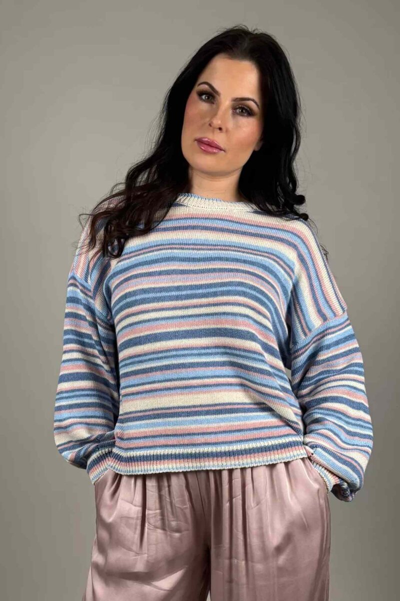 Phoebe Knitted Sweater Women Blue | Smilebutiken - Camicia