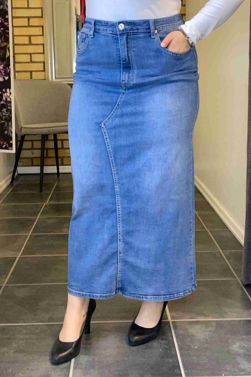 Place Du Jour Caroline Jeanskjol Dam Medium Blue Caramelle Fashion