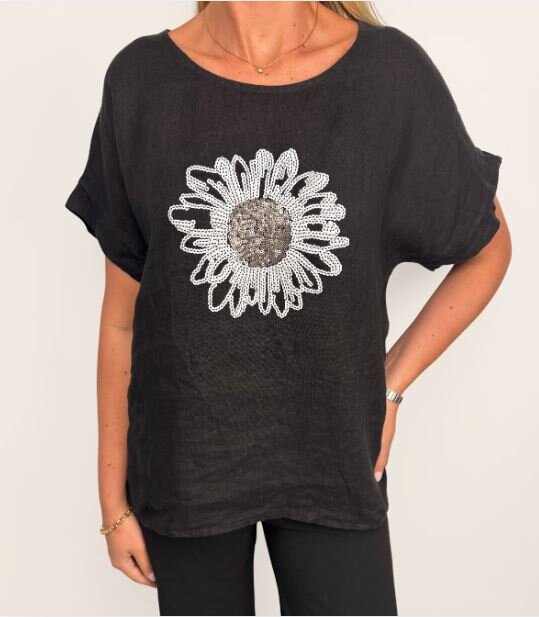 Ruth Linnetopp med Blomma Dam Black Chica London | Smilebutiken - Caramelle Fashion