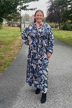 Abigail Women's Dress Blue Print NEW