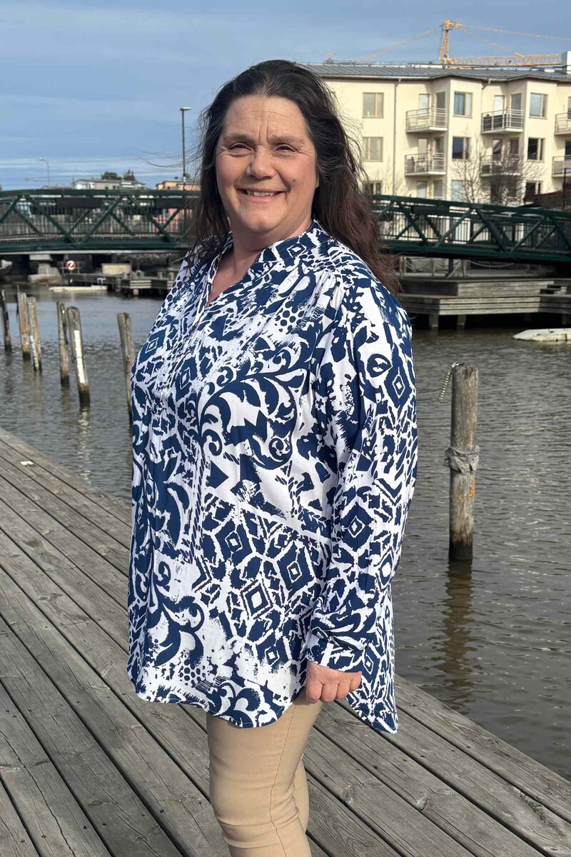 Eleanor 2 Tunic Women Blue Print NEW