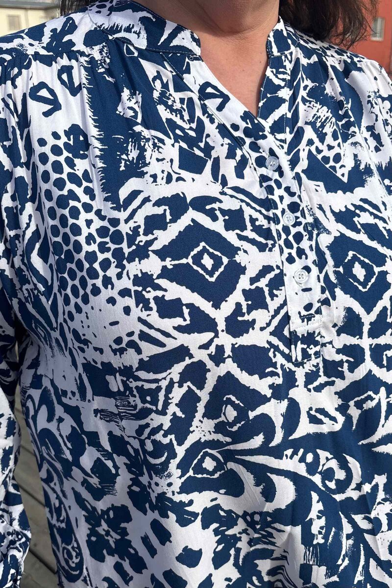Eleanor 2 Tunic Women Blue Print NEW