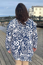 Eleanor 2 Tunic Women Blue Print NEW