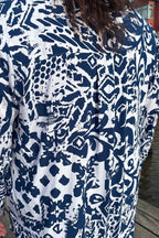 Eleanor 2 Tunic Women Blue Print NEW
