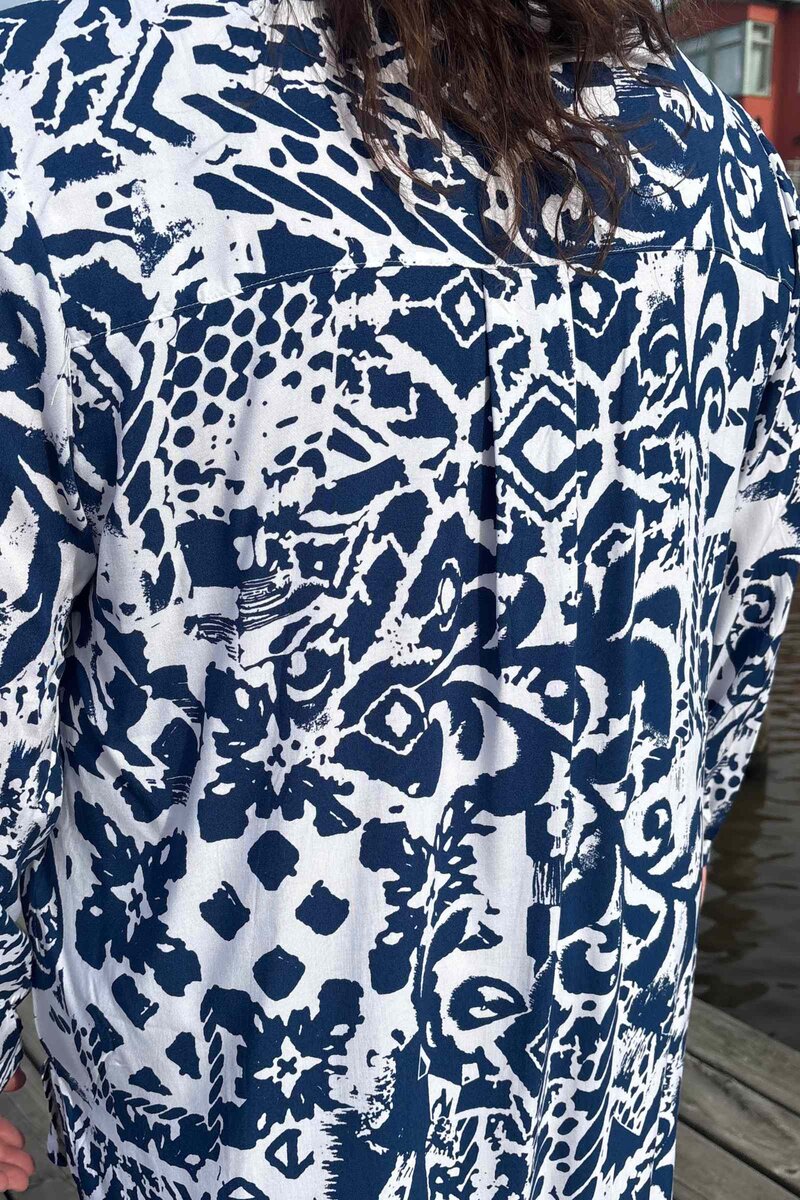 Eleanor 2 Tunic Women Blue Print NEW