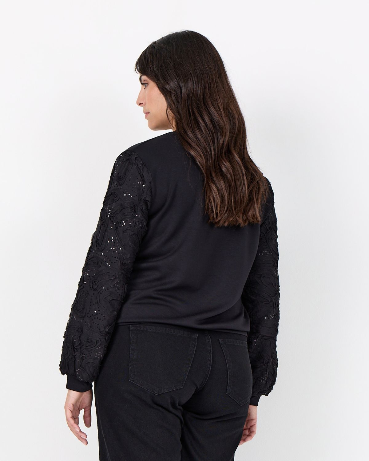 Sabina 126 Tröja Paljettärmar Dam Svart Black | Smilebutiken - Wasabiconcept