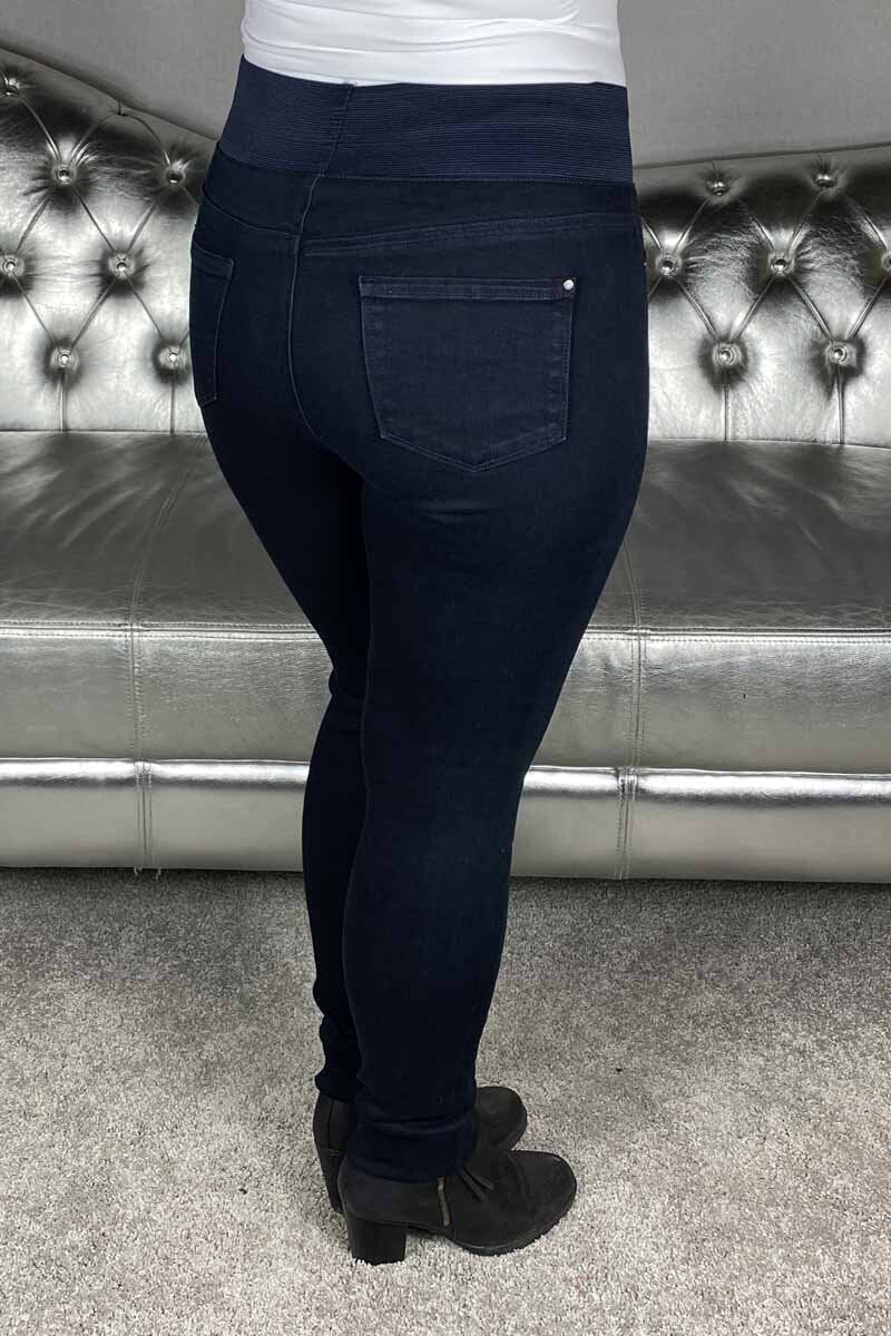 Shantal PA Denim Byxa Hög Midja Dam Mörkblå - Freequent