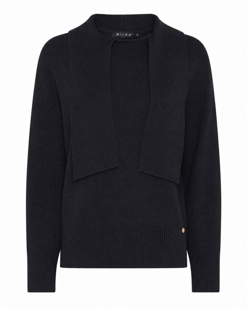 Sloane Pullover Med Halsknyt Dam Black Micha | Smilebutiken