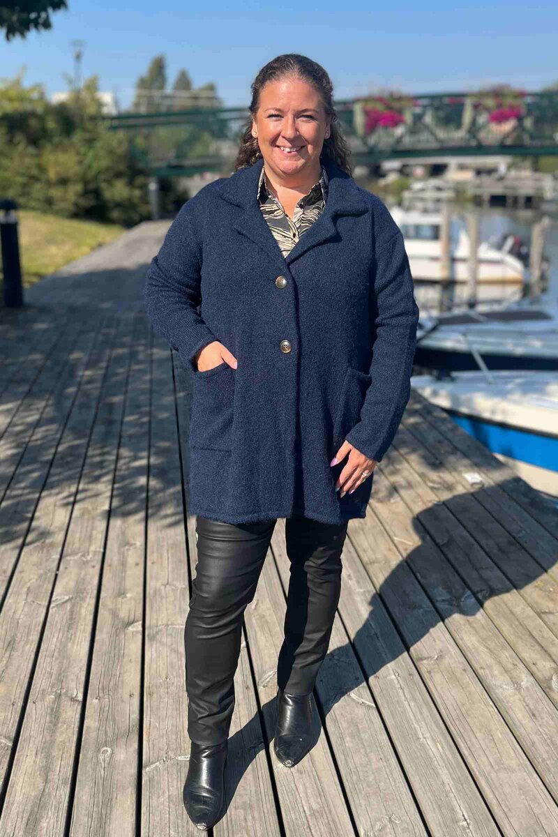 Como Long Cardigan Women Dark Navy Soulmate