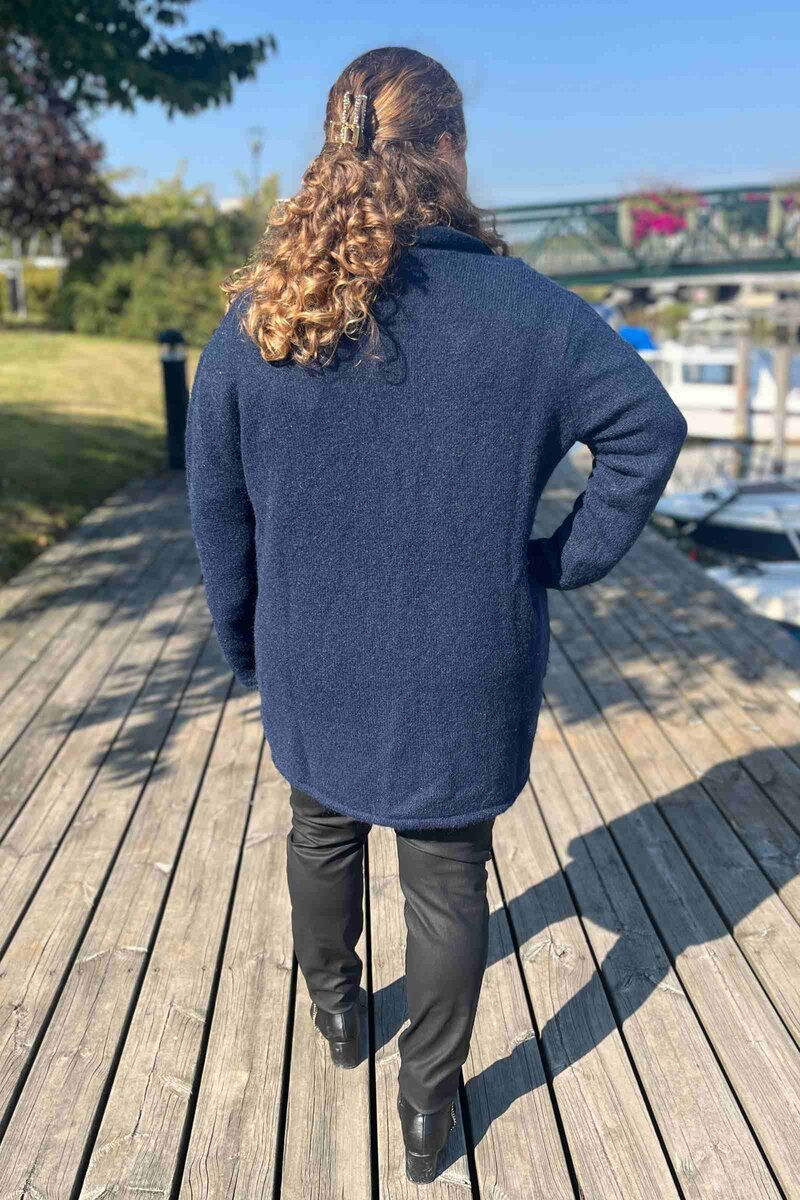 Como Long Cardigan Women Dark Navy Soulmate