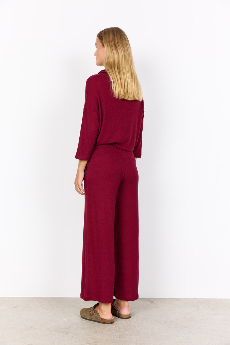 Biara 74 Byxa Dam Dark Red Melange Soyaconcept