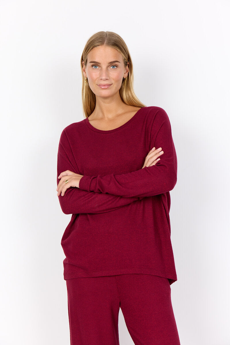 Biara Tröja Dam Dark Red Melange Soyaconcept