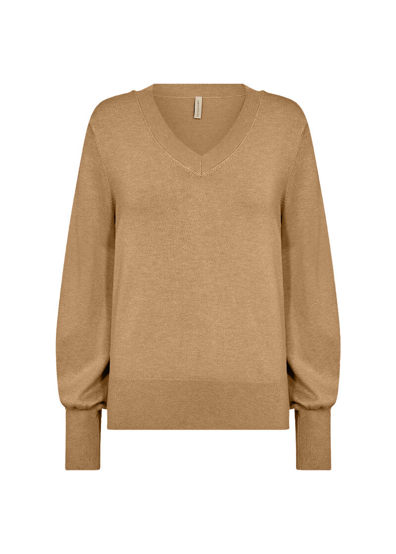 Dollie 738 V-ringad Pullover Dam Desert Brown Melange Soyaconcept