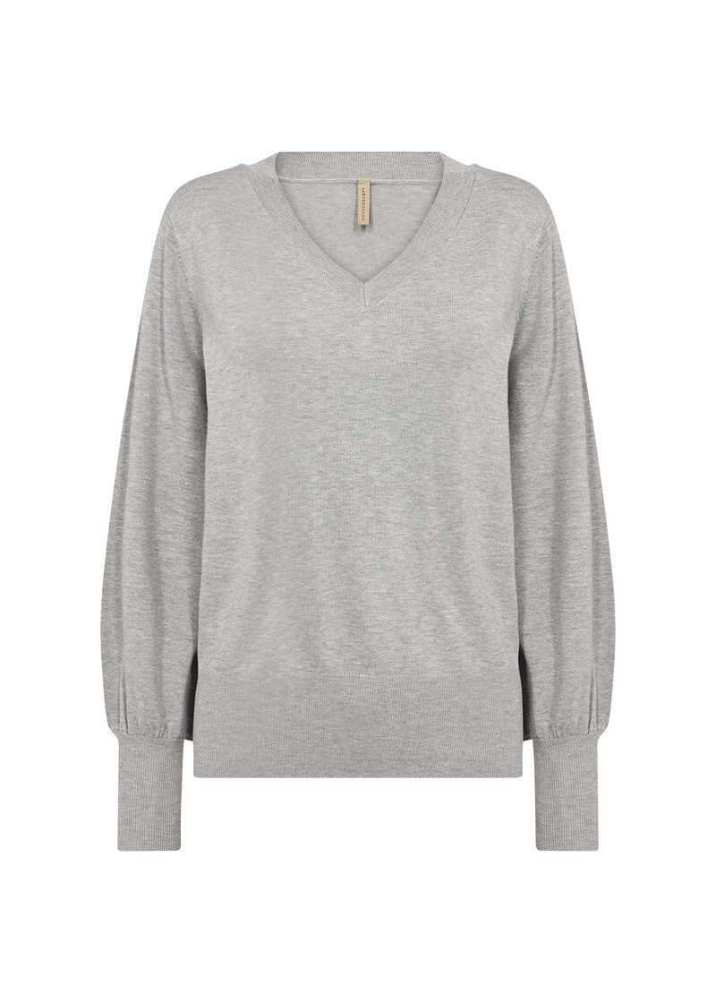 Dollie 738 V-ringad Pullover Dam Light Grey Melange Soyaconcept