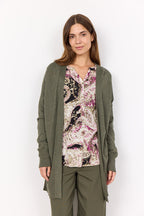 Dollie Lång Cardigan Dam Dark Olive Melange Soyaconcept