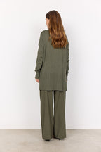 Dollie Lång Cardigan Dam Dark Olive Melange Soyaconcept