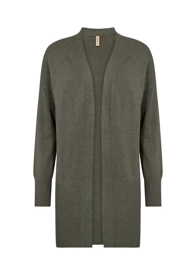 Dollie Lång Cardigan Dam Dark Olive Melange Soyaconcept
