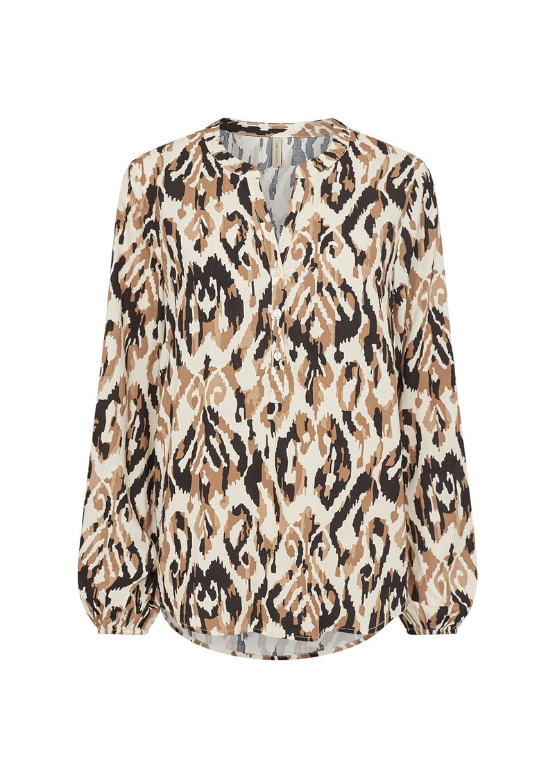 Fang Blouse Women Desert Brown Combi Soyaconcept