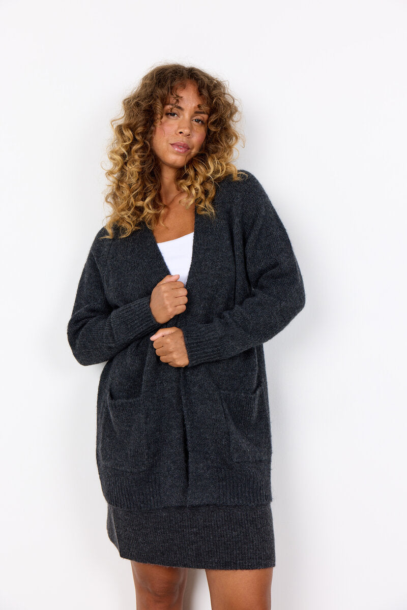 Gunna 13 Stickad Cardigan Dam Dark Earth Melange Soyaconcept