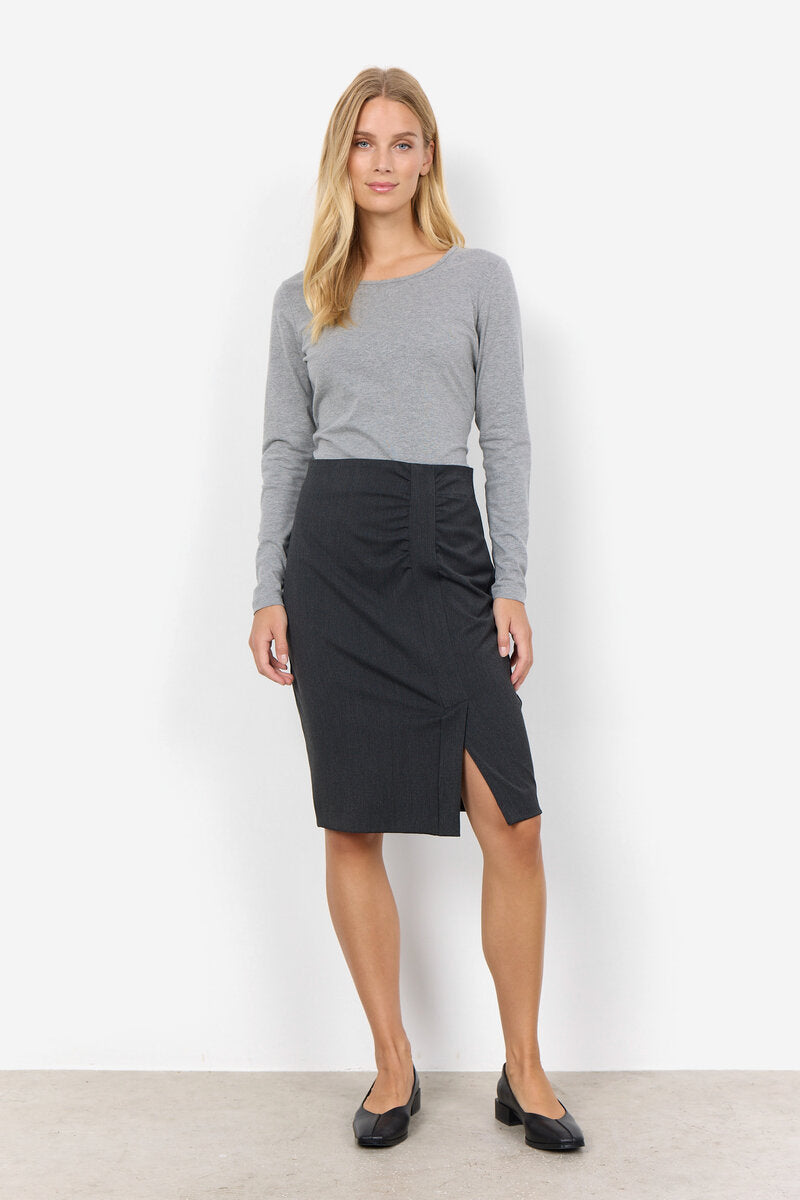 Honey Skirt Women Dark Grey Melange Soyaconcept