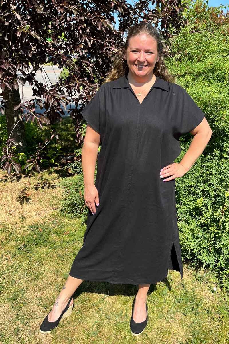 Ina Linneklänning Dam Black Soyaconcept