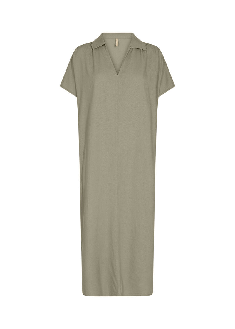 Ina Linen Dress Women Dusky Green Soyaconcept