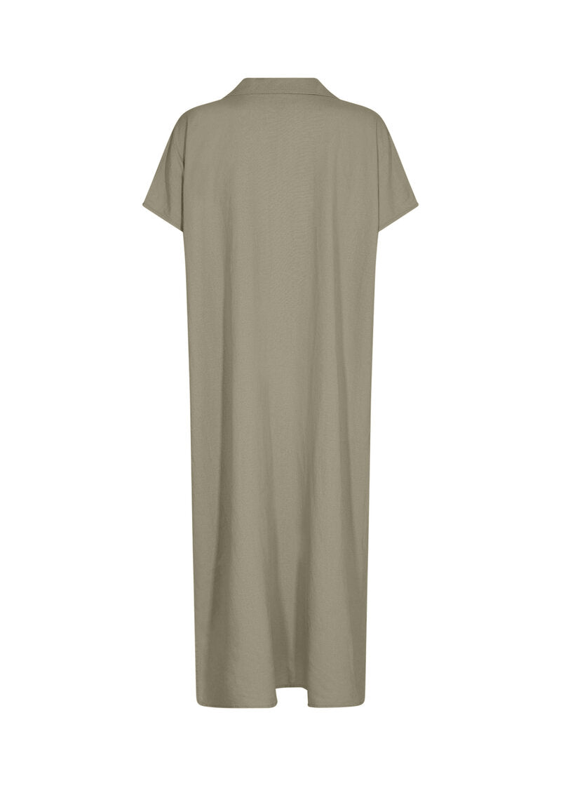 Ina Linen Dress Women Dusky Green Soyaconcept