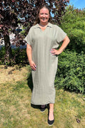 Ina Linen Dress Women Dusky Green Soyaconcept