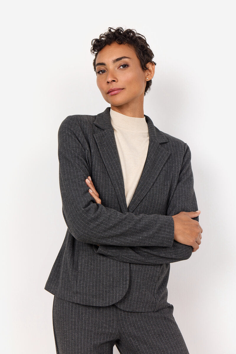 Iva 3 Kavaj Dam Dk Grey Melange Combi Soyaconcept