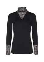 Marica 20 Långärmad Spetspolo Dam Black Soyaconcept